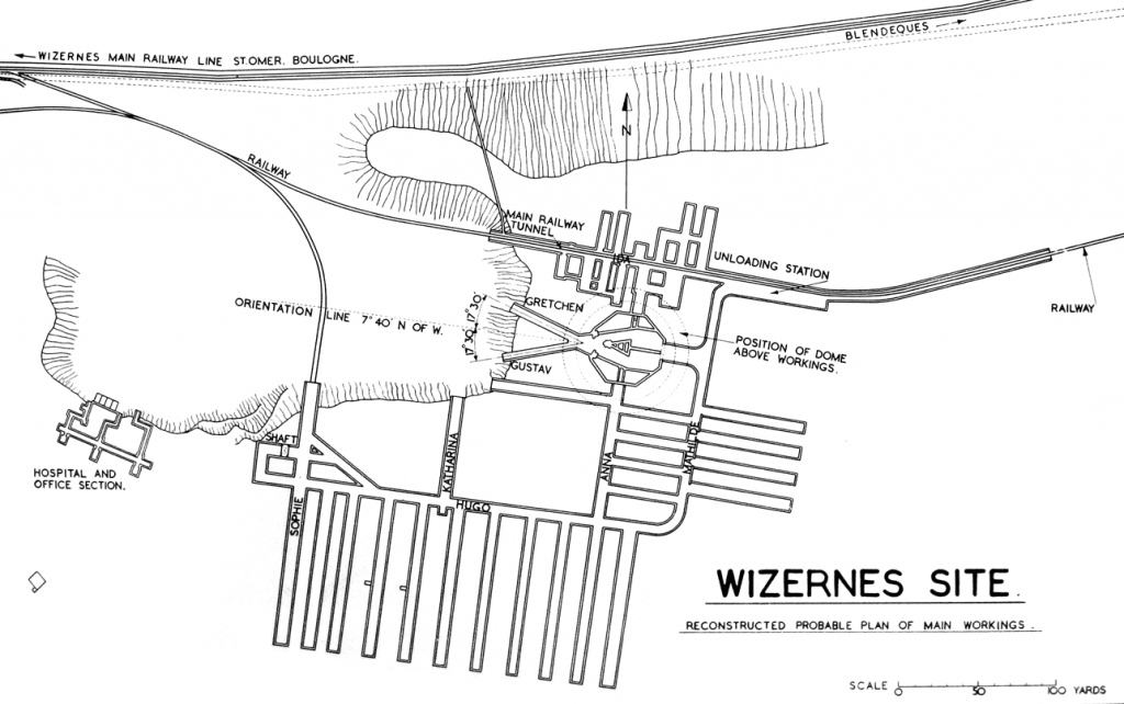 La Coupole-Wizernes site diagram by the Allies in September 1944.